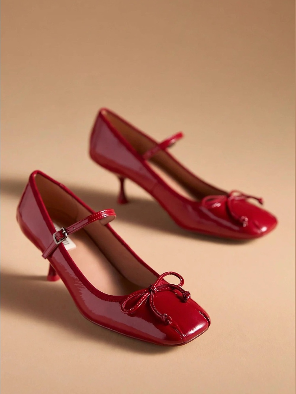 Bibi Lou || Suzy Patent Bow Pumps Mary Jane Heels Red 41